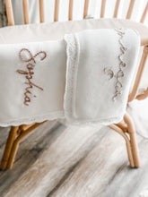Load image into Gallery viewer, Personalised Organic Baby Blanket - Hand Embroidered - NorishorPersonalised Organic Baby Blanket - Hand Embroidered