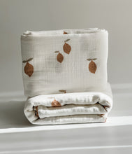 Load image into Gallery viewer, baby muslin cotton blanket with lemons