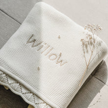 Load image into Gallery viewer, Organic Baby Blanket - Milk White - Scallop Edge - NorishorOrganic Baby Blanket - Milk White - Scallop Edge