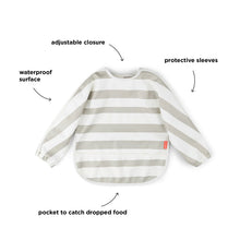 Load image into Gallery viewer, Sleeved pocket bib Stripes - NorishorBaby BibsSleeved pocket bib Stripes