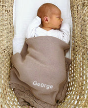 Load image into Gallery viewer, Organic Baby Blanket - Oat - Leaves Edge - NorishorOrganic Baby Blanket - Oat - Leaves Edge