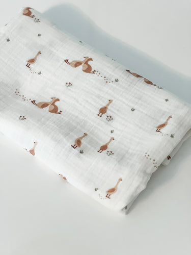 Baby Blanket -  Muslin Swaddle - Goose