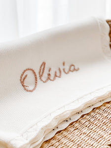 Personalised Organic Baby Blanket - Hand Embroidered