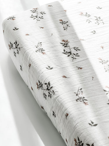 Muslin Cotton Fitted Cotbed Sheet - Jasmine Rose