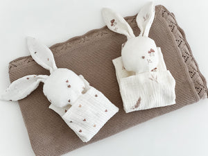 baby blanket light brown neutral bunny comforter