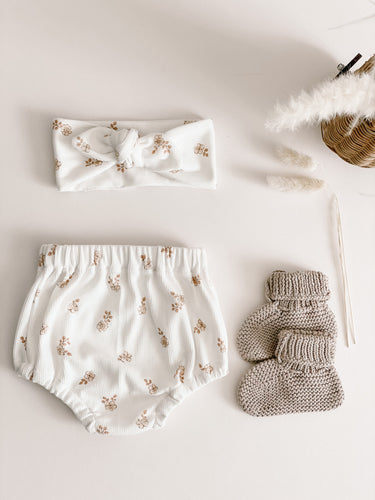 Baby White Floral Bloomers