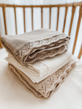 Load image into Gallery viewer, Organic Baby Blanket - Oat - Leaves Edge